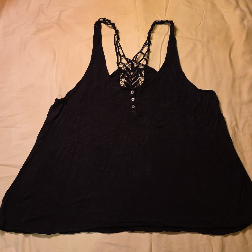 Chic Black Lace Detail Tank Top